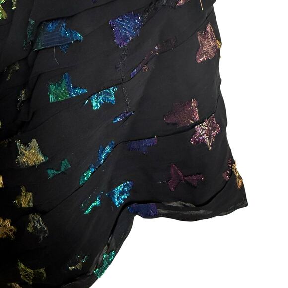 Shoshanna Ronnie Starry Night Black Rainbow Metallic Star One Shoulder Dress  6 - Picture 15 of 16